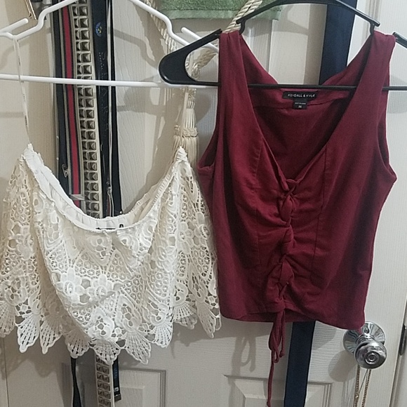 Set: Lace Tube Top & K&K Lace-up Crop Top - Picture 1 of 4
